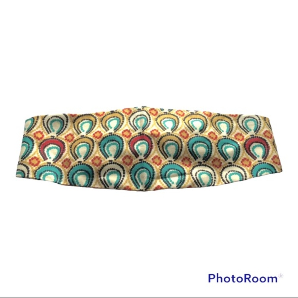 Headband African Cotton Ethnic Elastic Back Gold Turquoise Red Handcrafted